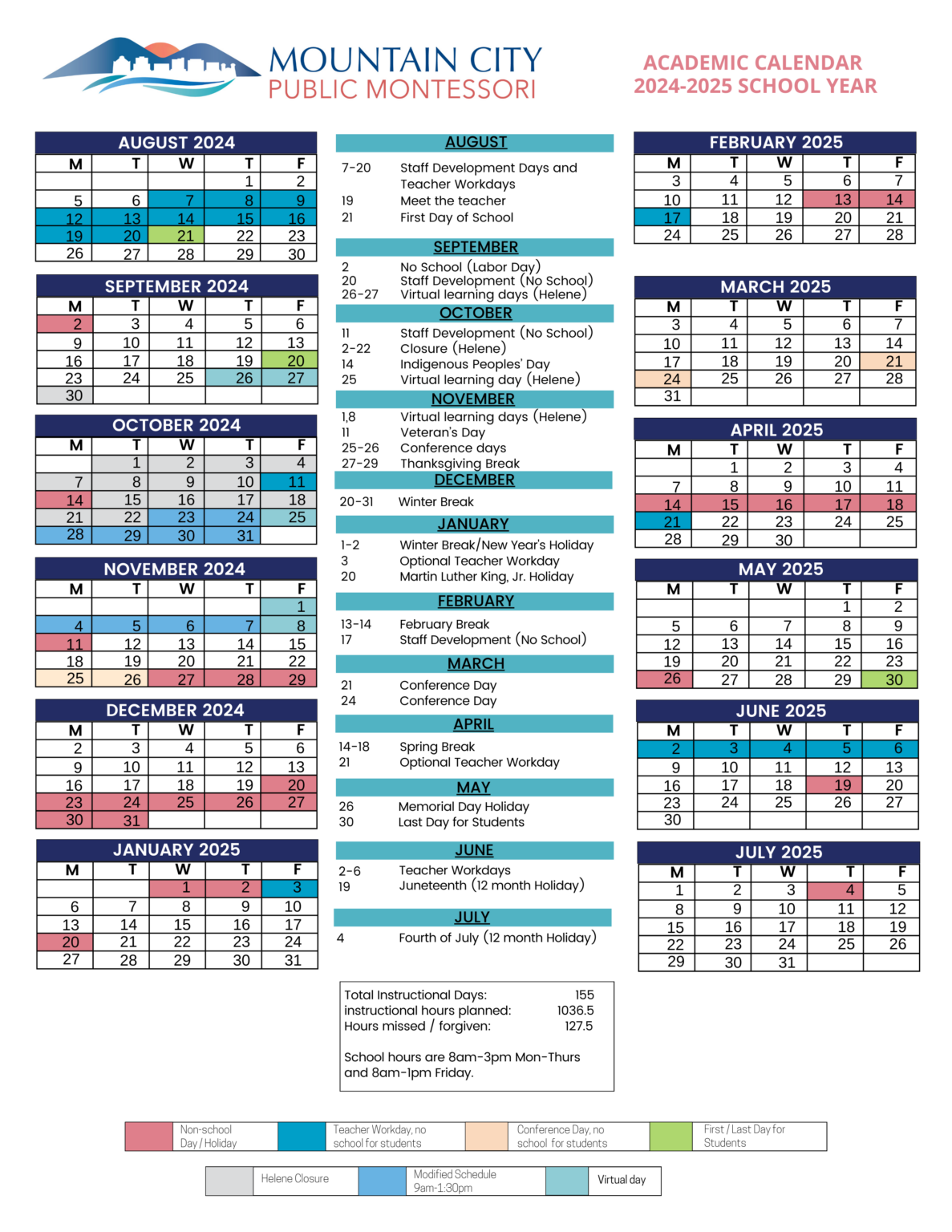 Academic Calendar 24-25 School Year